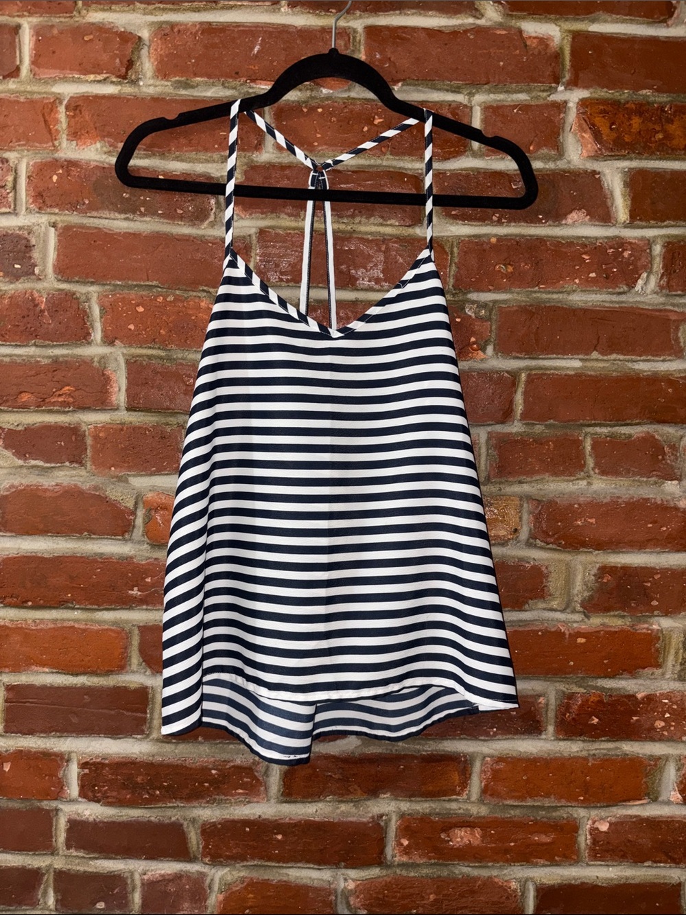 Hollister Striped Navy and White Spaghetti Strap Tank Top
